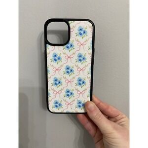iPhone Case 14 White Floral Blue Flower Pink Bows Coquette Cottagecore Aesthetic